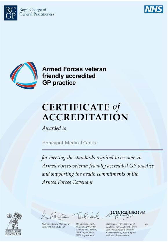 Amred forces certificate